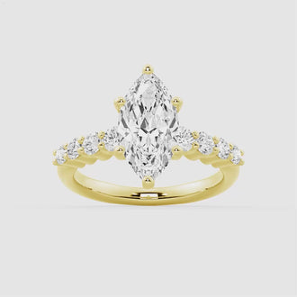 Classic Shared Prong Marquise Cut Moissanite Engagement Ring