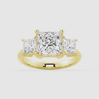 Princess Cut Three Stone Moissanite Engagement Ring
