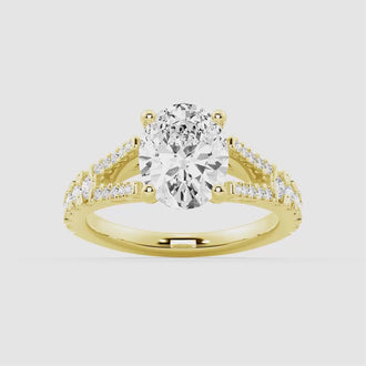 Oval Cut Split Shank Moissanite Engagement Ring