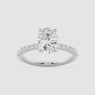 Petite Micropavé Oval Shaped Moissanite Engagement Ring