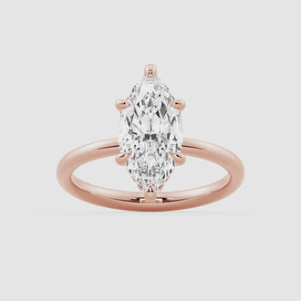 Petite Marquise Solitaire Moissanite Engagement Ring With Hidden Halo
