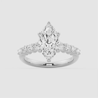Classic Shared Prong Marquise Cut Moissanite Engagement Ring
