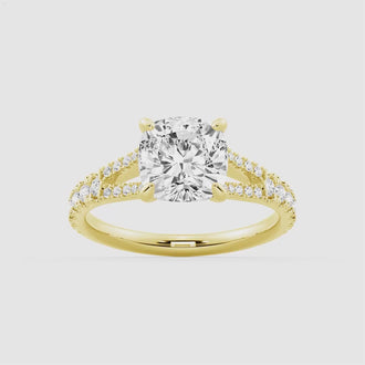 Cushion Cut Split Shank Moissanite Engagement Ring