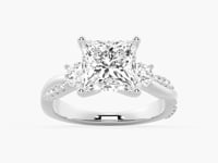 Twisted Band Princess Cut  Three Stone Moissanite Engagement Ring