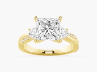 Twisted Band Princess Cut  Three Stone Moissanite Engagement Ring