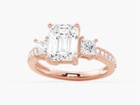 Emerald Shaped Three Stone Engagement Ring