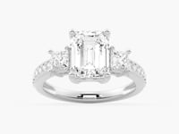 Emerald Shaped Three Stone Engagement Ring