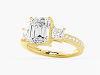 Emerald Shaped Three Stone Engagement Ring