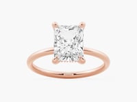 Four Prong Radiant Solitaire Moissanite Engagement Ring With Hidden Halo