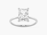 Four Prong Radiant Solitaire Moissanite Engagement Ring With Hidden Halo