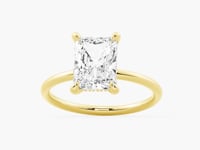 Four Prong Radiant Solitaire Moissanite Engagement Ring With Hidden Halo