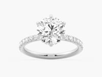 Petite Six Prong Micropavé Moissanite Engagement Ring With Hidden Halo