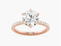 Petite Six Prong Micropavé Moissanite Engagement Ring With Hidden Halo