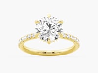 Petite Six Prong Micropavé Moissanite Engagement Ring With Hidden Halo