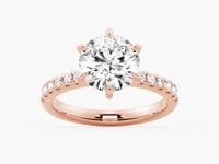 Six Prong French Pavé Moissanite Engagement Ring