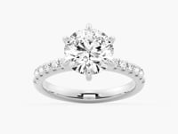 Six Prong French Pavé Moissanite Engagement Ring
