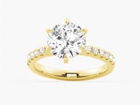 Six Prong French Pavé Moissanite Engagement Ring