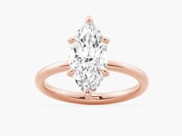 Petite Marquise Solitaire Moissanite Engagement Ring With Hidden Halo