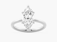 Petite Marquise Solitaire Moissanite Engagement Ring With Hidden Halo