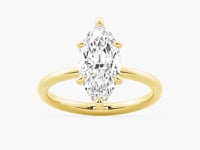 Petite Marquise Solitaire Moissanite Engagement Ring With Hidden Halo