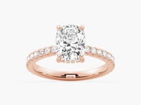 Cushion Cut Moissanite Engagement Ring With Hidden Halo