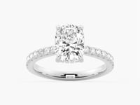 Cushion Cut Moissanite Engagement Ring With Hidden Halo