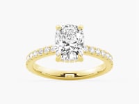 Cushion Cut Moissanite Engagement Ring With Hidden Halo