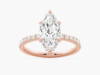 French Pavé Marquise Lab Grown Diamond Engagement Ring Hidden Halo