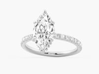French Pavé Marquise Lab Grown Diamond Engagement Ring Hidden Halo