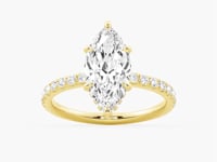 French Pavé Marquise Lab Grown Diamond Engagement Ring Hidden Halo