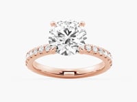 Pavé Band Round Moissanite Engagement Ring With Hidden Halo
