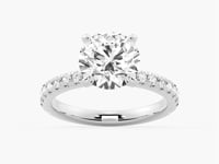 Pavé Band Round Moissanite Engagement Ring With Hidden Halo
