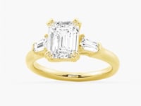Emerald Cut Moissanite Engagement Ring with Tapered Baguette Side Stones