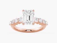 Classic Shared Prong Emerald Cut Moissanite Engagement Ring