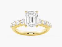 Classic Shared Prong Emerald Cut Moissanite Engagement Ring