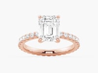Emerald Cut Moissanite Engagement Ring With Eternity Pave Band