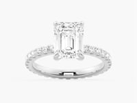 Emerald Cut Moissanite Engagement Ring With Eternity Pave Band