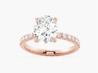 Oval Cut Moissanite Engagement Ring With Eternity Pave Band