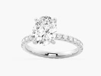 Oval Cut Moissanite Engagement Ring With Eternity Pave Band