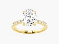 Oval Cut Moissanite Engagement Ring With Eternity Pave Band