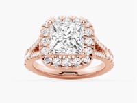 Princess Cut Split Shank Moissanite Halo Engagement Ring