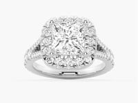 Princess Cut Split Shank Moissanite Halo Engagement Ring