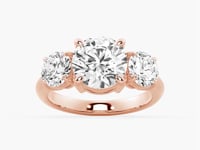 Round Cut Three Stone Moissanite Engagement Ring