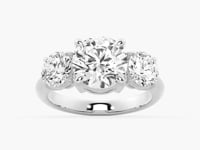 Round Cut Three Stone Moissanite Engagement Ring