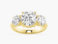 Round Cut Three Stone Moissanite Engagement Ring