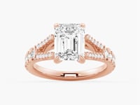 Emerald Cut Split Shank Moissanite Engagement Ring