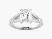 Emerald Cut Split Shank Moissanite Engagement Ring