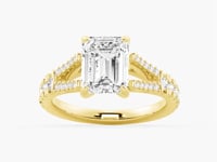 Emerald Cut Split Shank Moissanite Engagement Ring