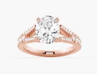 Oval Cut Split Shank Moissanite Engagement Ring