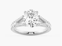 Oval Cut Split Shank Moissanite Engagement Ring